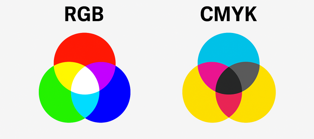 تصویر مقایسه رنگی بین مود RGB و CMYK در طراحی گرافیک